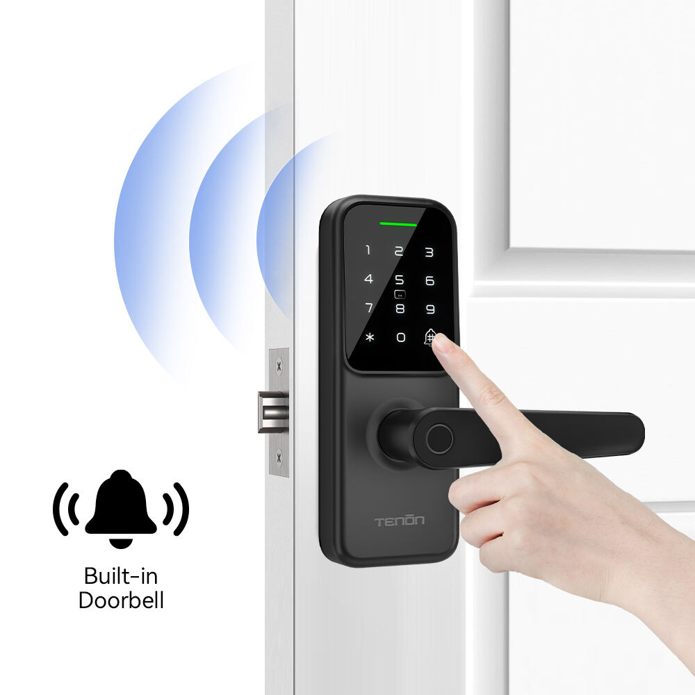 Tenon K8 Bluetooth Tuya App Fjärrstyrt Elektroniskt Lås Smart Digitalt Fingervisningslösenord Smarta Dörrhandtag och Lås Wifi