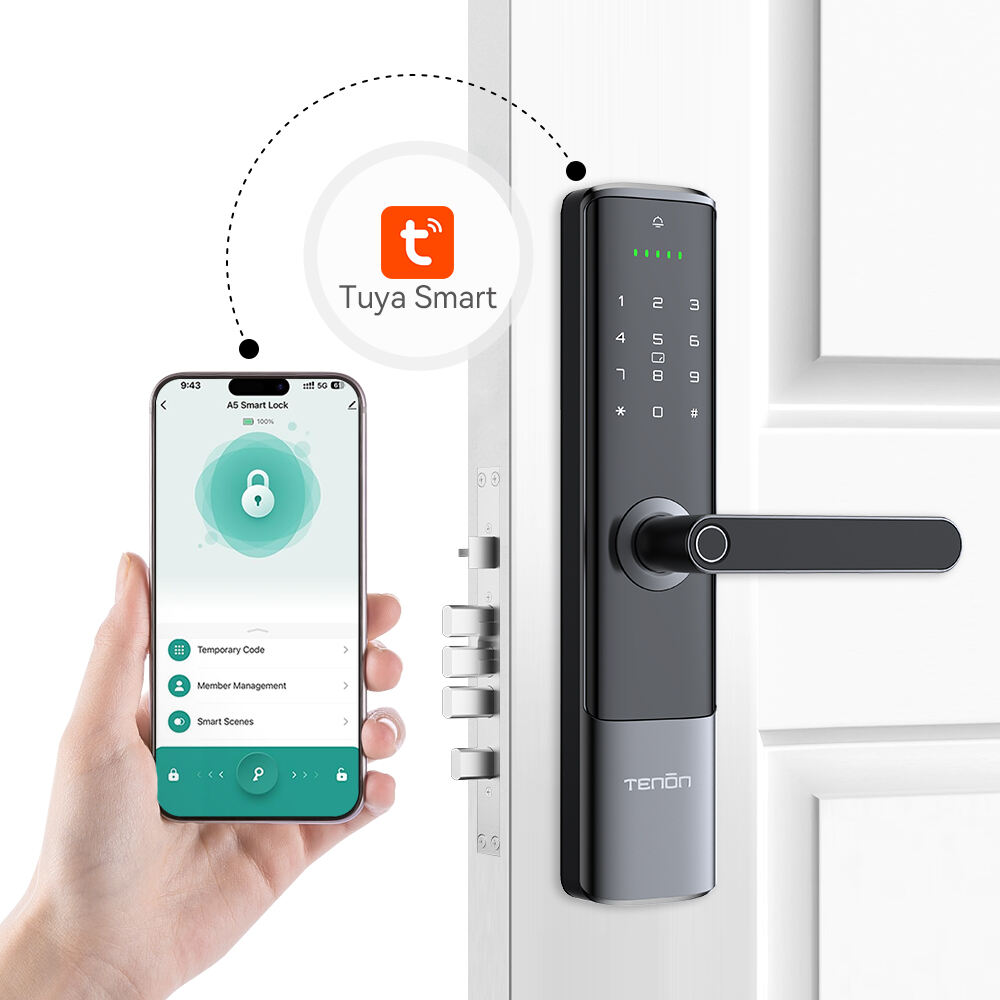 Residential Electronic Door Locks Biometric Fingerprint Door Handle Tuya App K6 