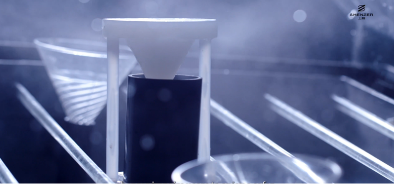 A material being tested in a laboratory setting.
