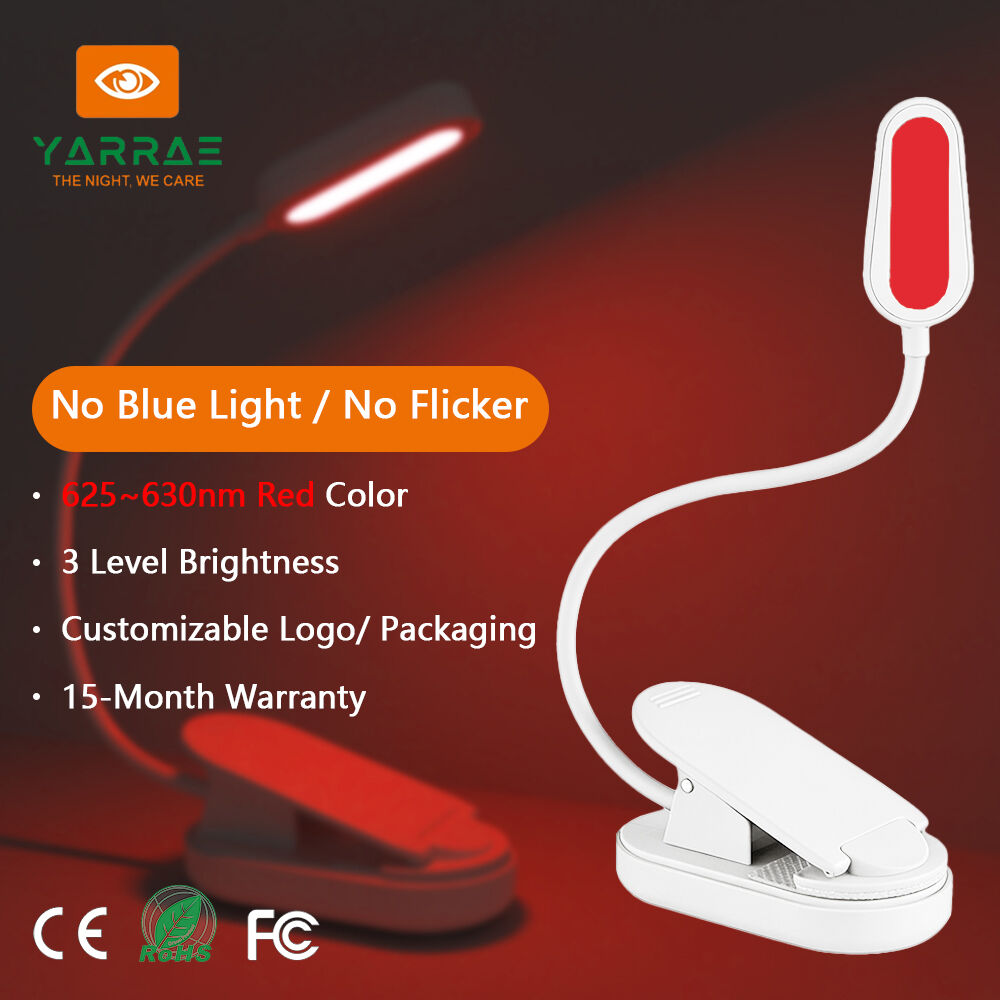 Ayuda para dormir, luz LED para libros blanca, sin parpadeo ni luz azul, color rojo 625-630 nm y 660/670 nm