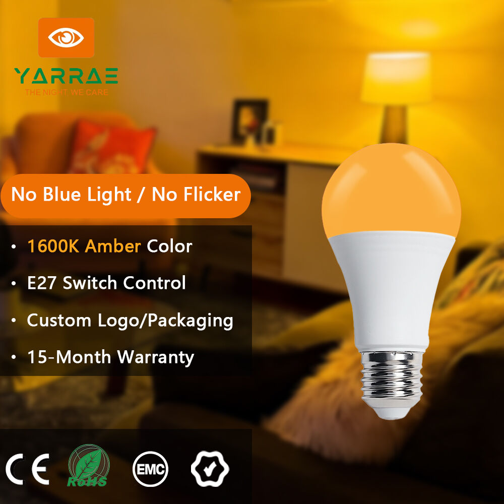 E27 Base LED Bulb Efficient 3W/5W/7W/9W 1600K Amber Sleep Aid Bulb for Bedroom Living Room