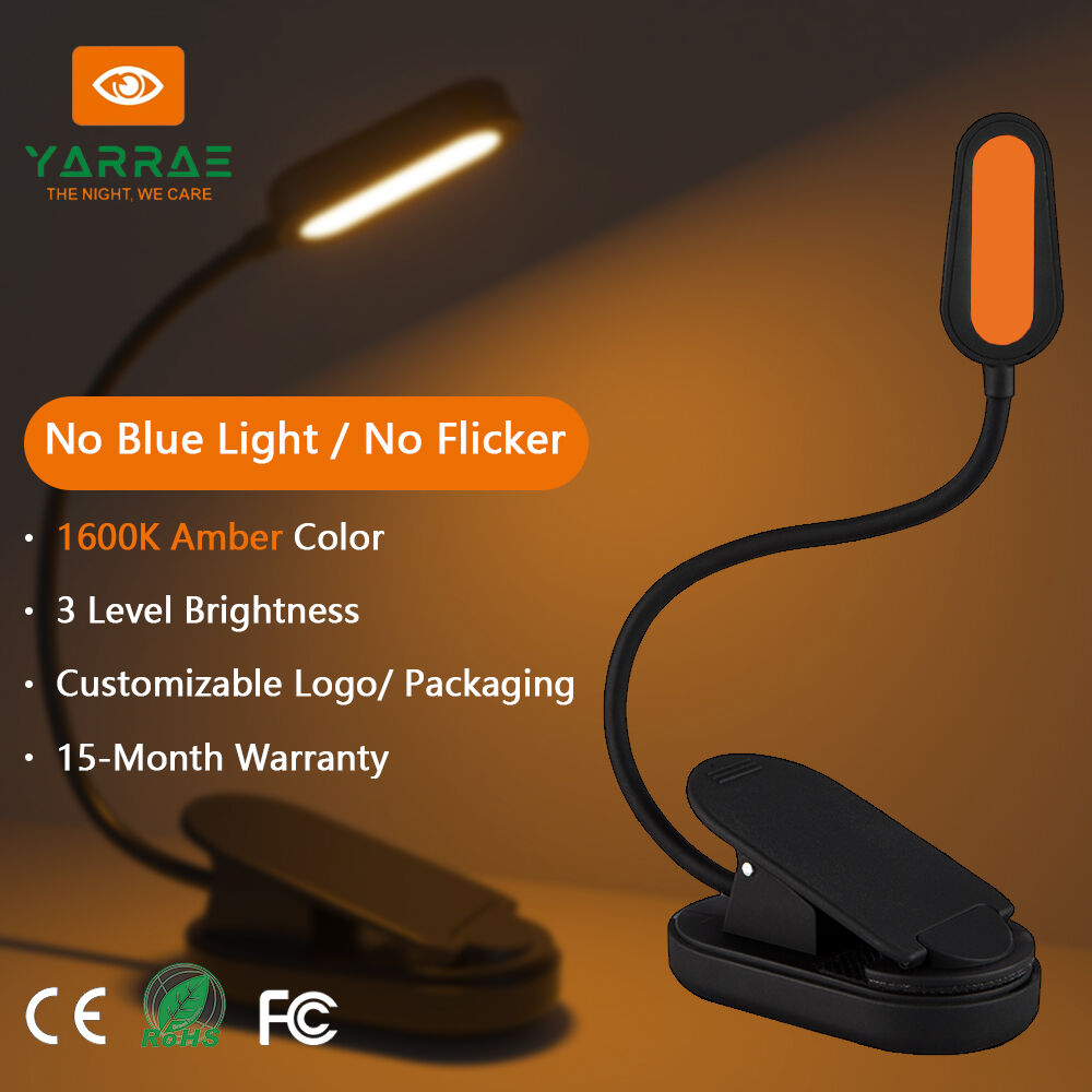 kolor bursztynowy 1600K, zero światła niebieskiego, czarna obudowa, diodowa lampa do czytania