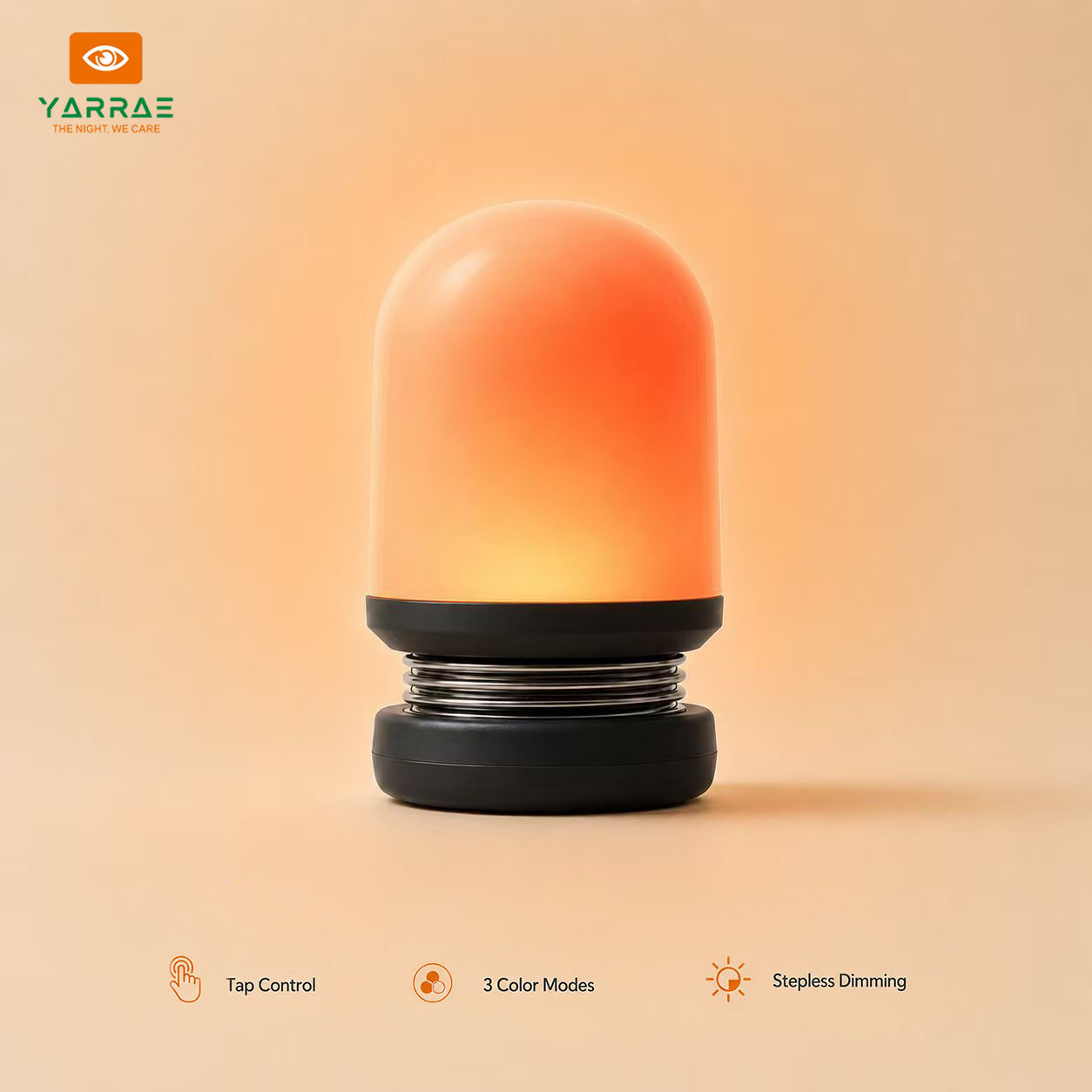 Lampada intelligente da comodino senza luce blu, luce notturna rossa 625~630 nm ambra 1600K wireless con touch screen