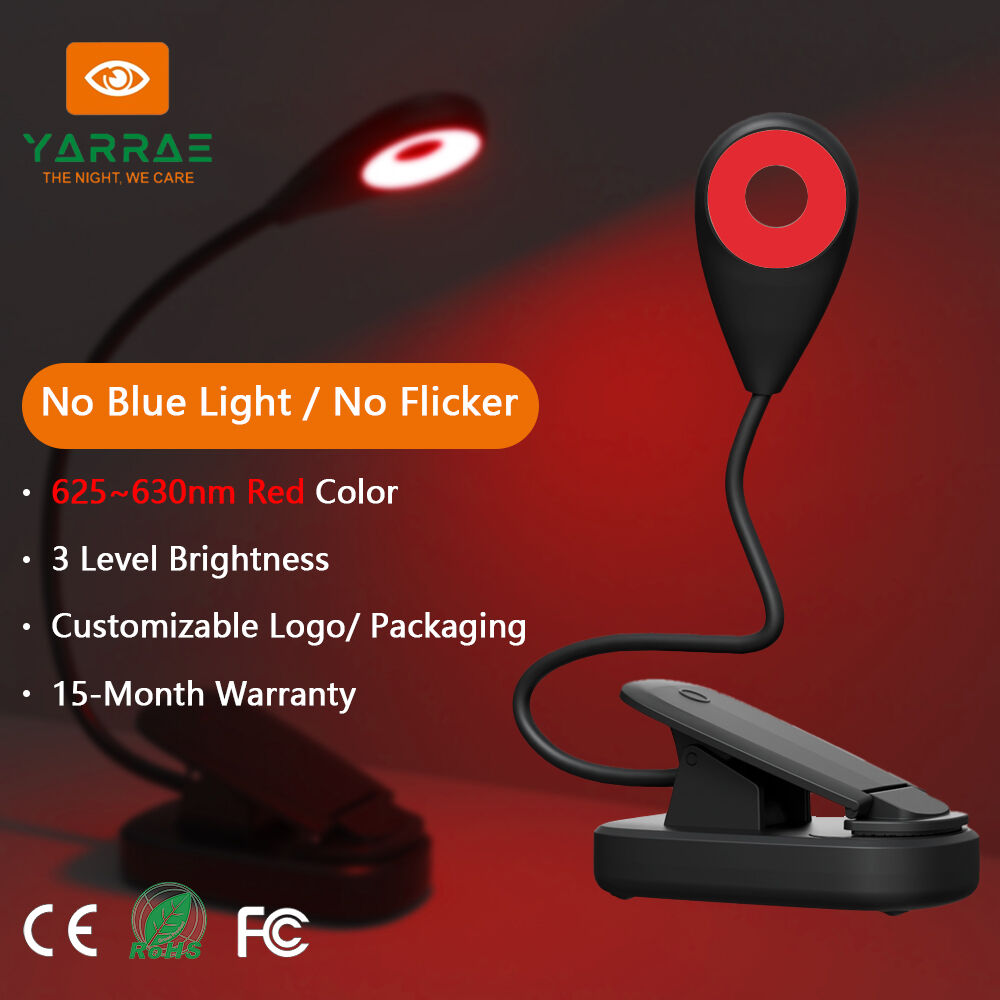 czerwone nocne oświetlenie 625-630 nm, czas pracy 5-50 godzin, 3 ustawienia jasności, ciało czarne, szybkie ładowanie przez USB w ciągu 1 godziny