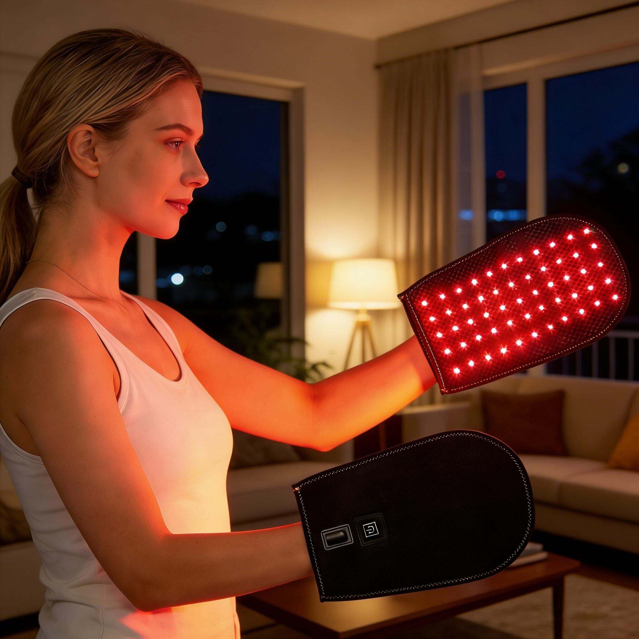 10W 50 Leds Beads Red Light Therapy Gloves 850nm 660nm Adjustable Temperature and Time Red Light Therapy Light