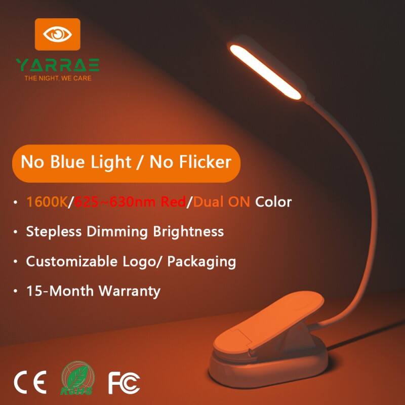 1.5W 120lm Led Book Light 4000K Full Spectrum & 1600K Amber Color Reading Light Black Body Book Light