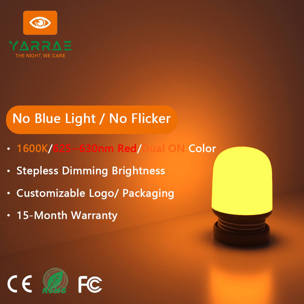 No Blue Light Smart Bedside Night Lamp 625~630 nm Red 1600K Amber Wireless Small Touch Night Light