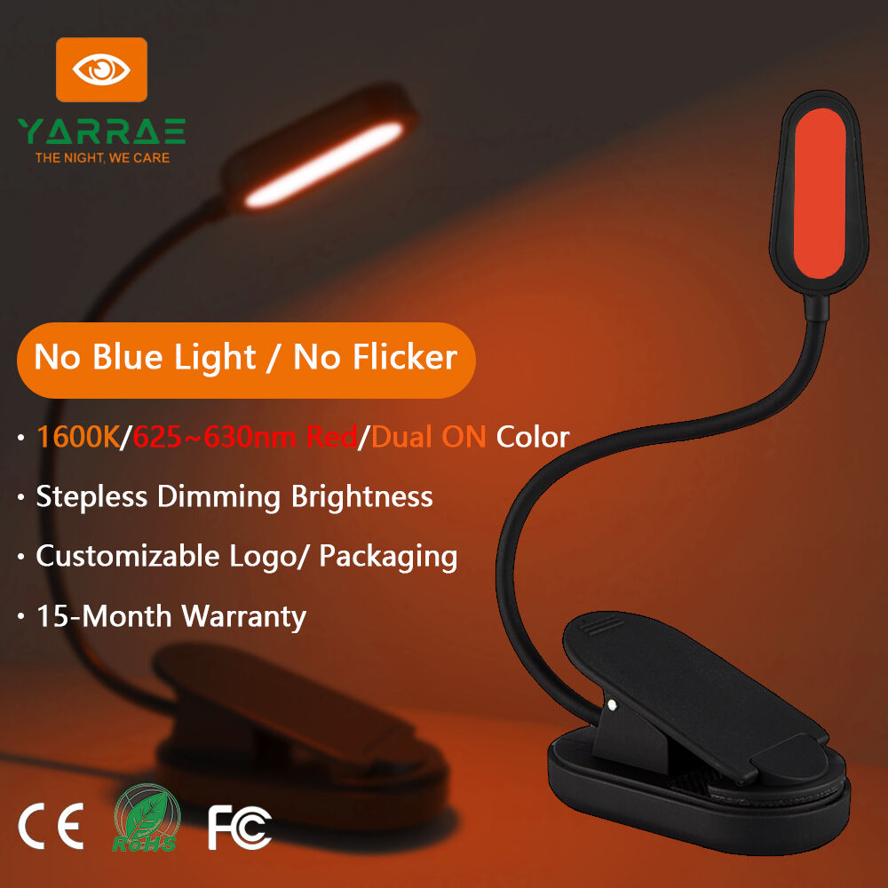 1 W, 80 lm, kolor bursztynowy 1600K, kolor czerwony 625~630 nm, bez światła niebieskiego, czarna obudowa, diodowa lampa do czytania