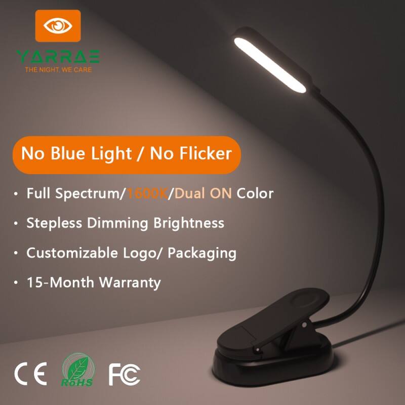 1.5W 120lm Led Book Light 4000K Full Spectrum & 1600K Amber Color Reading Light Black Body Book Light