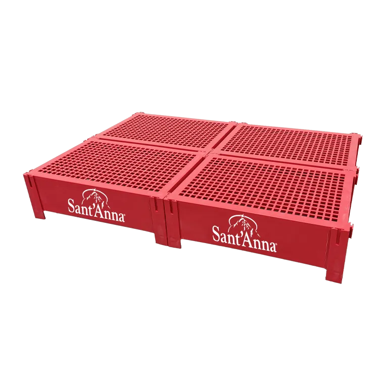 Counter pop display arrangement of large beverage and snack packages.webp