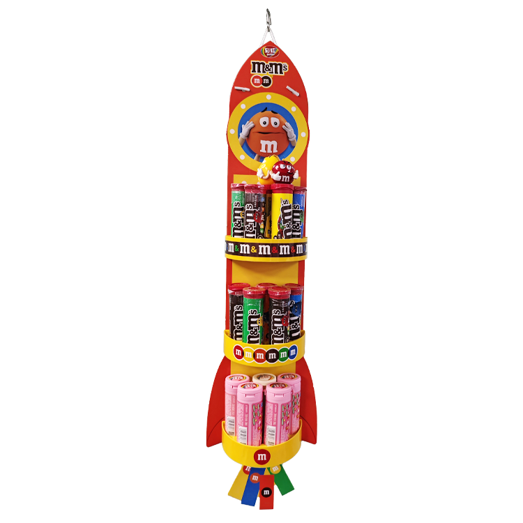 Custom Hanging Candy POP Display Rack for Jar Packaging | Rocket-Shaped Retail Display