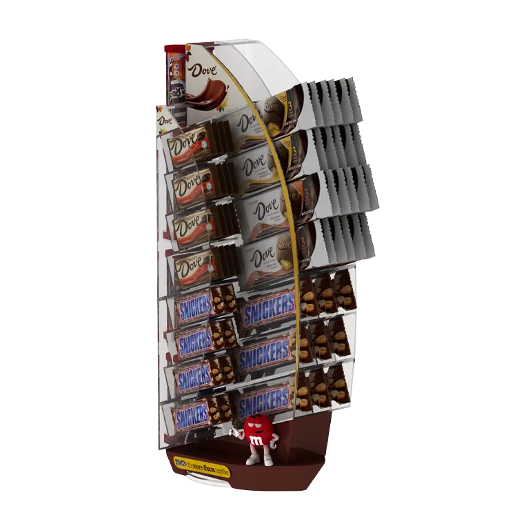Espositore POP in plastica trasparente stampato a iniezione ispirato alla barca a vela per cioccolato | Produttore di espositori retail personalizzati