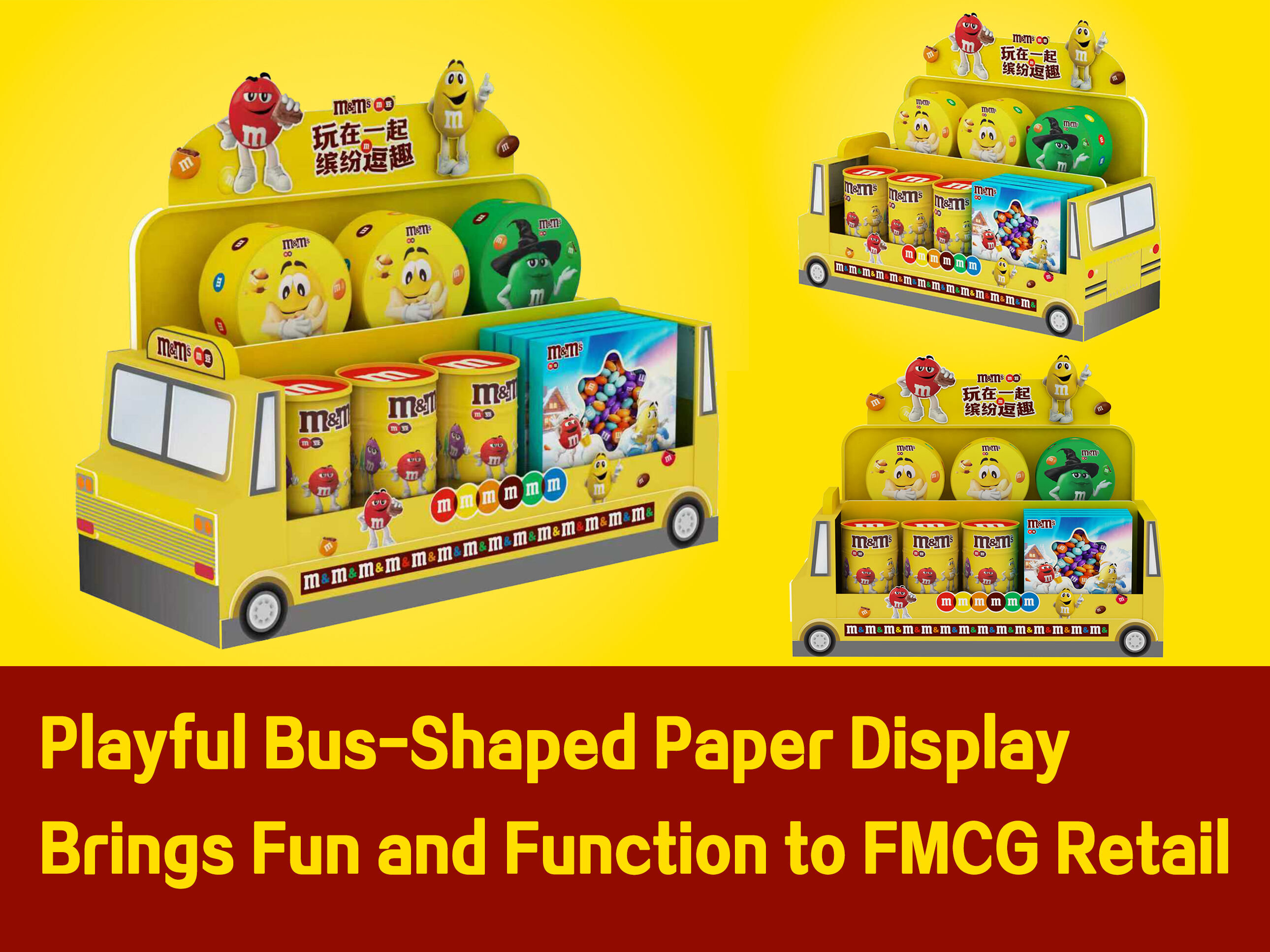 Playful Bus-Shaped Paper Display Brings Fun and Function to FMCG Retail