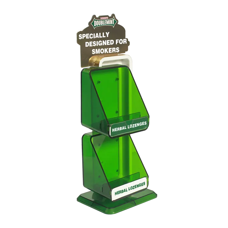 Custom Semi-Transparent Injection Molded Desktop POP Display for Mint & Candy | Retail POP Display Manufacturer