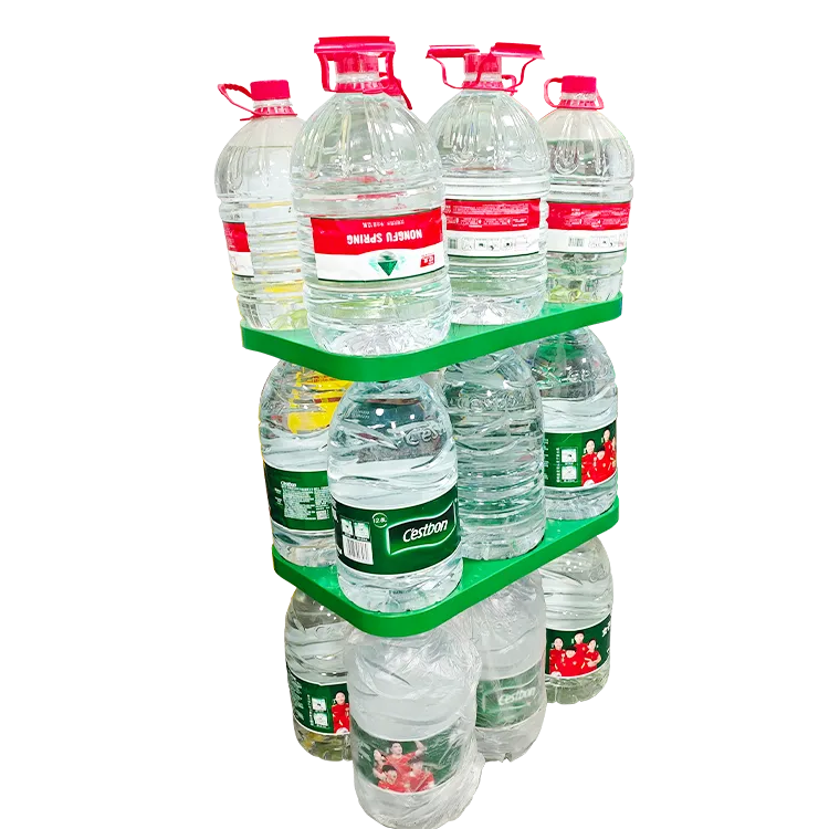 plastic display stand for bulk beverage packaging.webp