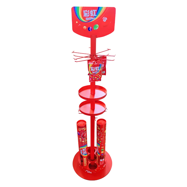 Estante Mini de Display POP Giratória em Metal para Doces | Display Varejista Personalizado para FMCG