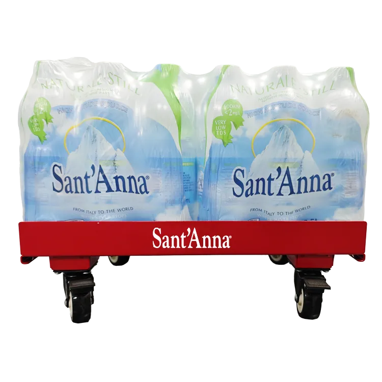 رف عرض صندوق الجملة في السوبرماركت مزوَّد بعجلات | وحدة عرض ترويجي أرضية متنقلة للسلع الاستهلاكية السريعة (FMCG)