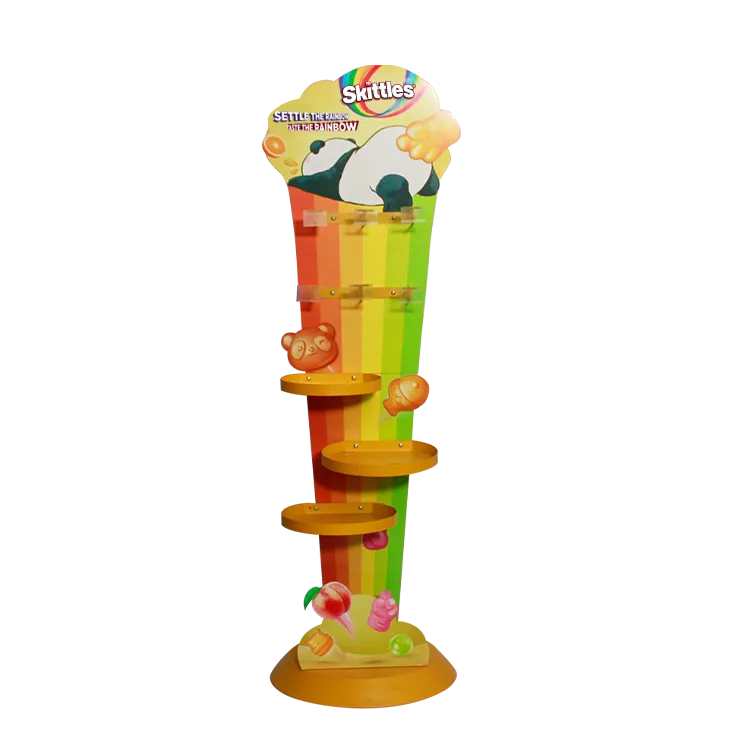 Custom Candy Retail Metal Display Stand with Hooks | Creative POP Display for Youth Brands