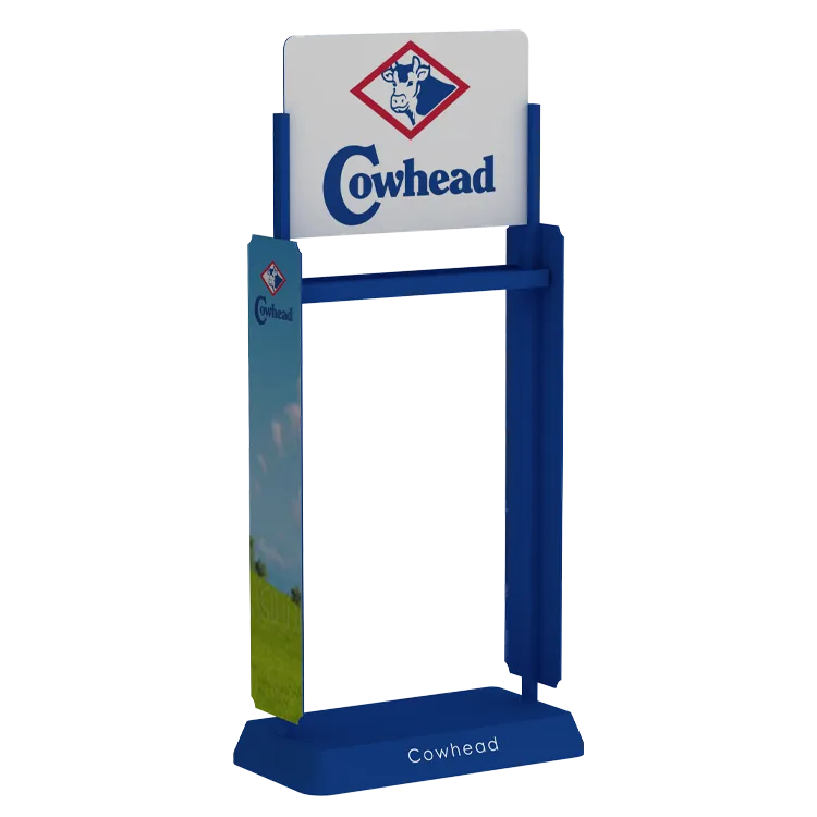Индивидуальный металлический стенд в виде молочного ящика | Двухуровневый розничный рекламный стенд (POP) для товаров повседневного спроса (FMCG)