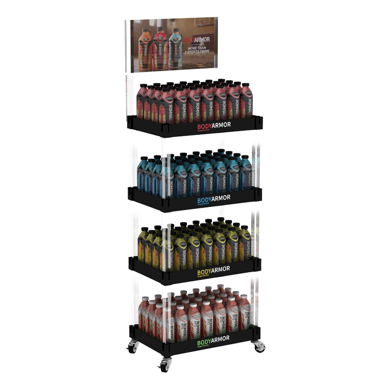 Tall modern skyscraper-style acrylic candy display stand showing multiple mint flavors.png