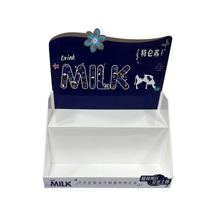 Kleiner einteiliger Milch-Werbepräsentationsständer (POP) aus Spritzguss | Maßgeschneiderter Einzelhandelspräsentationsständer für FMCG