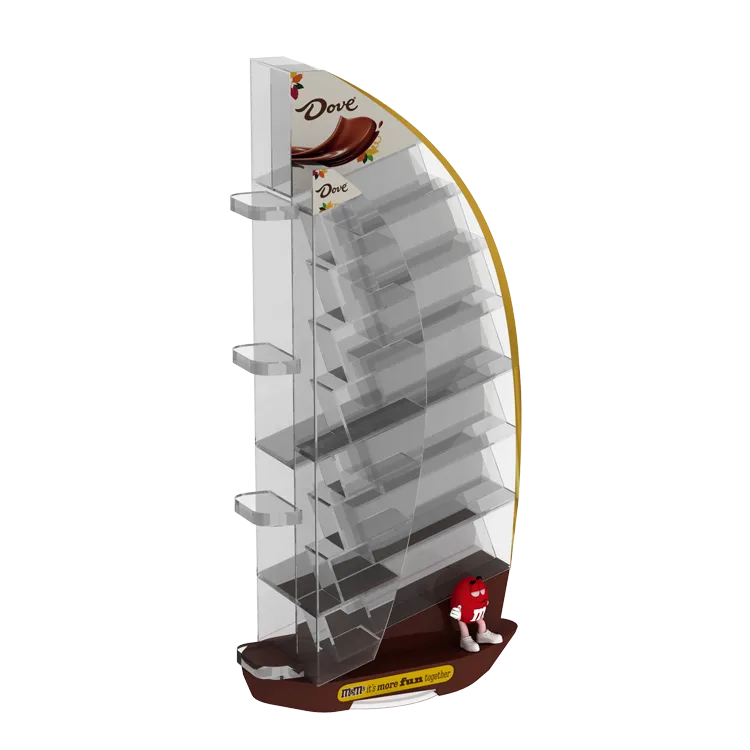 Sailboat style plastic injection molded POP display showcasing chocolate packaging.webp