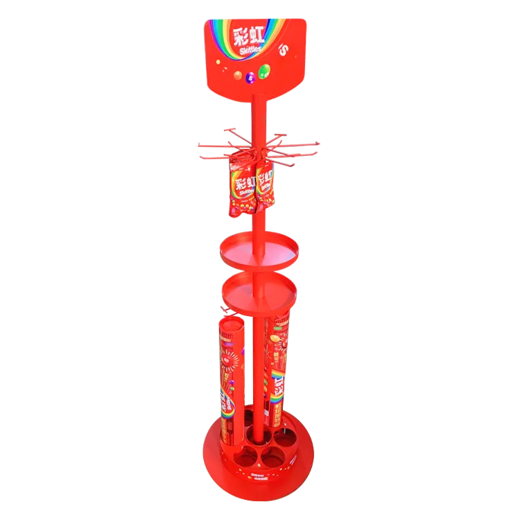 Estante Mini de Display POP Giratória em Metal para Doces | Display Varejista Personalizado para FMCG