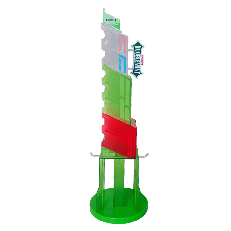 Fully assembled transparent acrylic candy and gum display stand – retail point-of-sale display rack.png