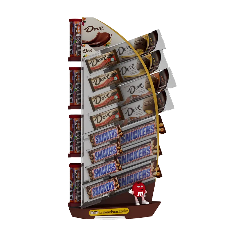 Sailboat-Inspired Transparent Plastic Injection Molded POP Display Rack for Chocolate | Custom Retail Display Manufacturer