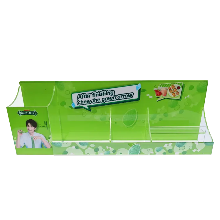 Soporte de exhibición acrílico de escritorio para área de comedor CVS para alimentos frescos | Fabricante personalizado de exhibidores promocionales (POP) para comercio minorista