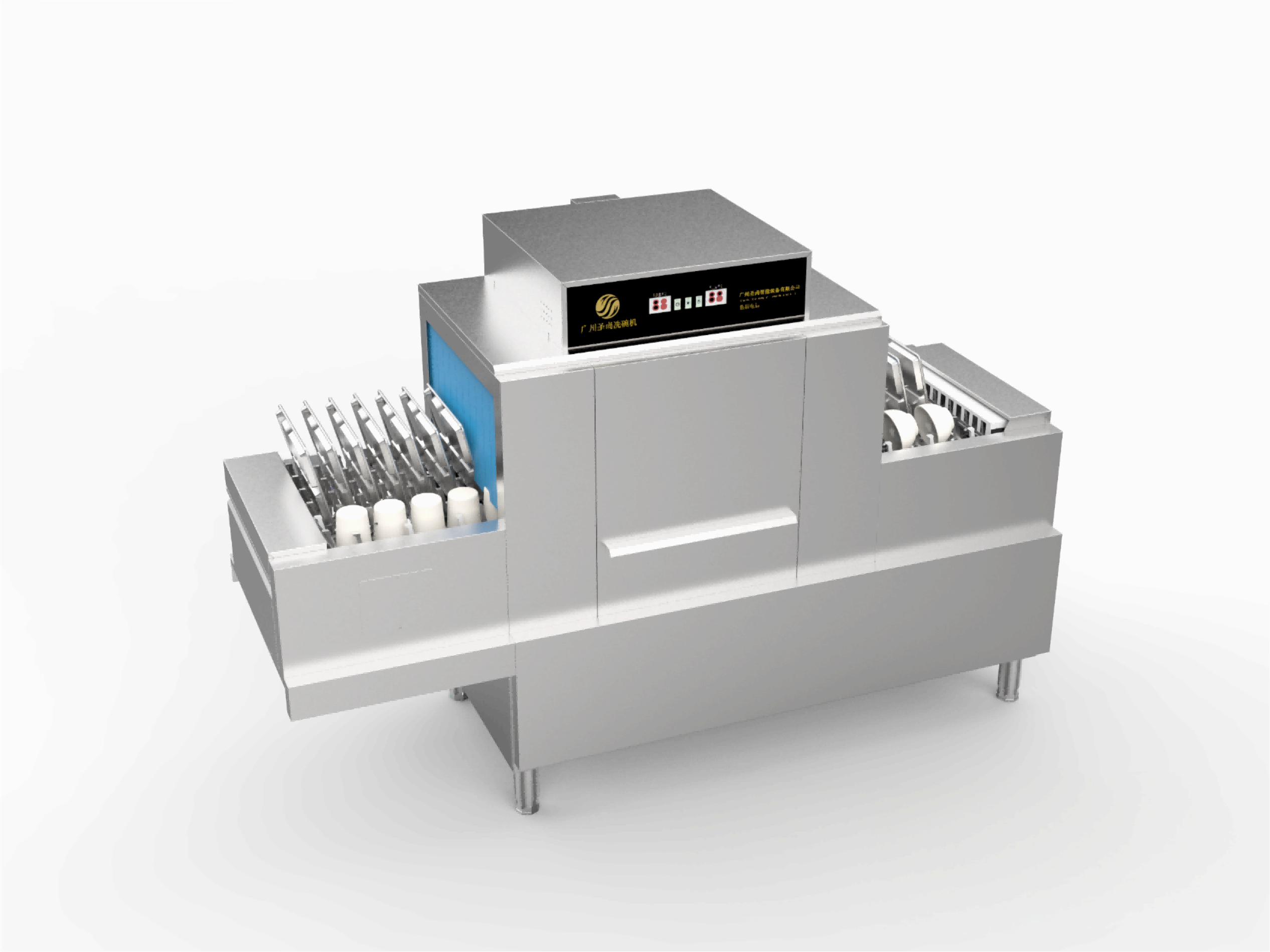 High efficient industrial flight conveyor dishwasher