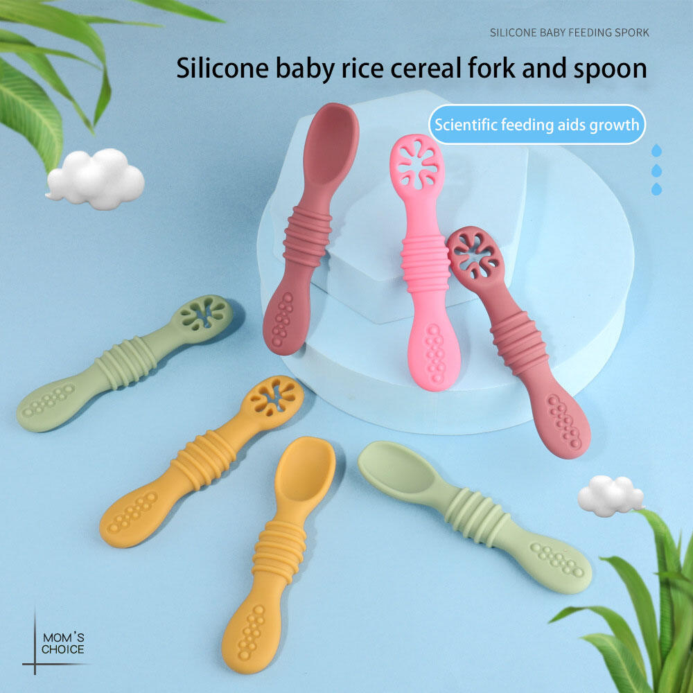 Juego de cucharas de silicona de grado alimenticio, sin BPA, en dos etapas