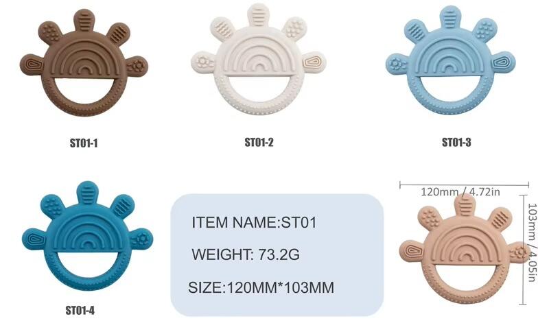 Organic Silicone Round Unisex Baby Teether New Design Anti Wean Style Soothing Chewable Rattle Teething Ring Toy supplier