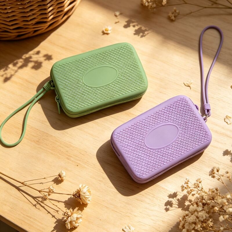 Cartera de silicona personalizable, unisex, moderna y portátil, con cremallera y compartimento para monedas