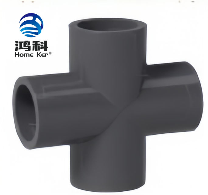 HongKe PVC SCH80 ASTM2467 Cross Strong Pipe Fitting Corrosion Resistance