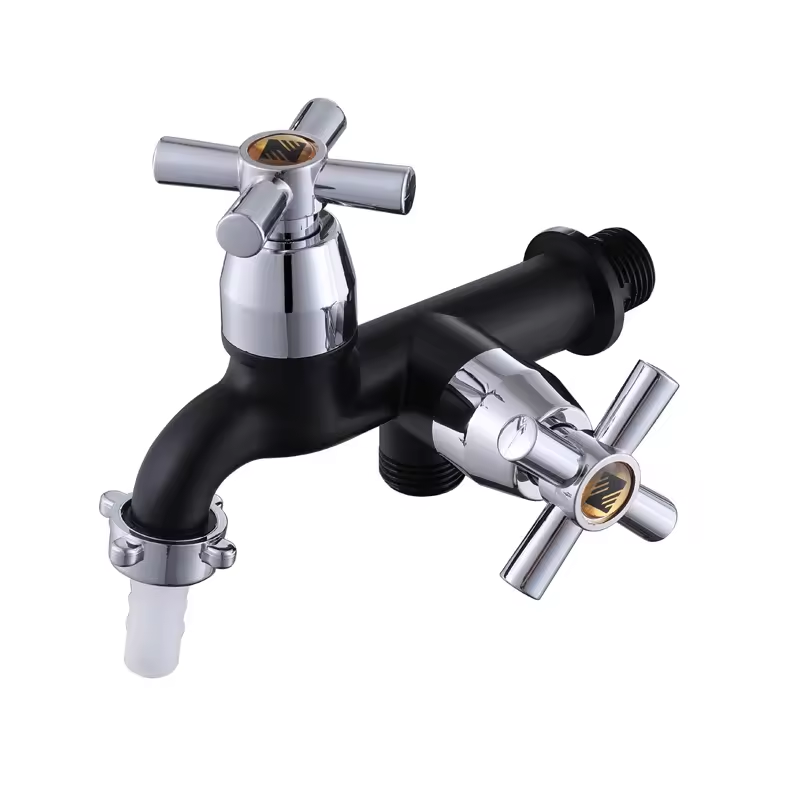 Good Quality ABS Cross Handle Bibcock Quick Open Two Way Washing Machine Faucet