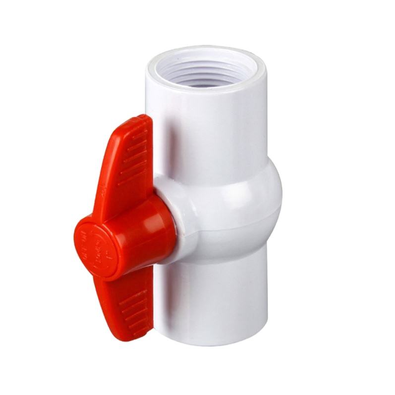 White PVC Ball Valve with Red Butterfly Handle – High-Durability Solution for Home and Industrial Use