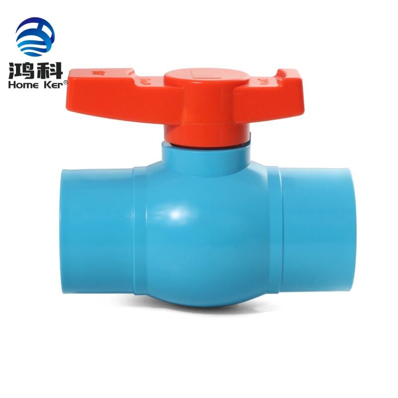 HongKe Thailand PVC Compact Ball Valve with Red Color Ship Shape Handle 