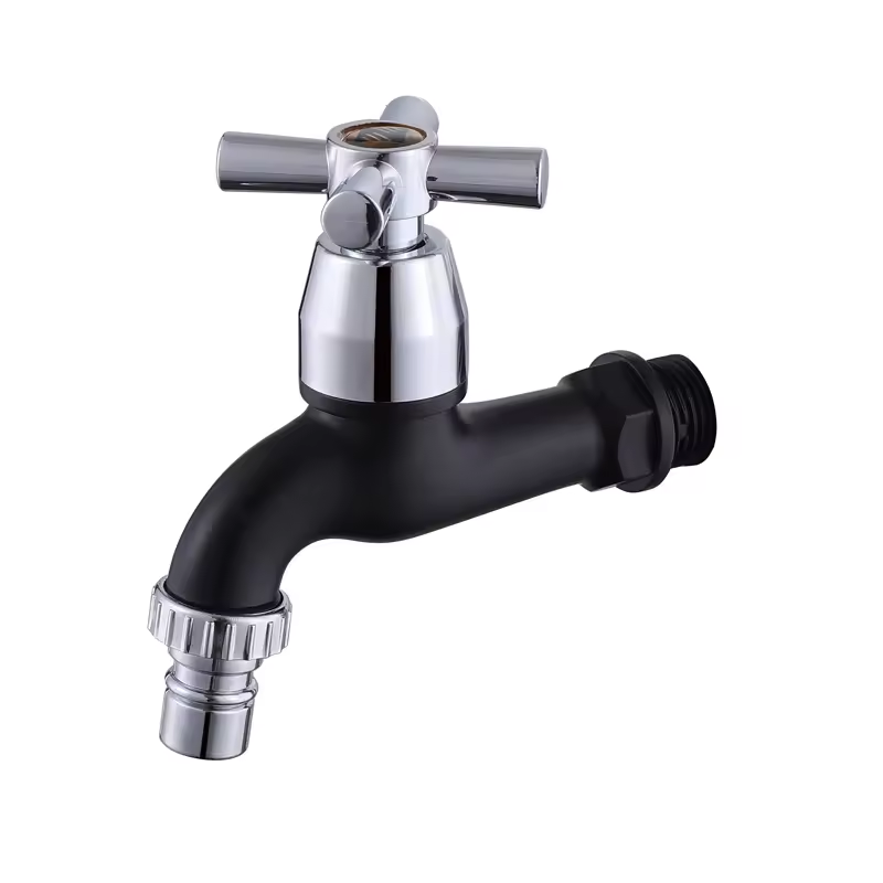 Makasalitaan ABS Garden Water Taps Pader-Mounted Basin Balat na Krus Handle Bibcock