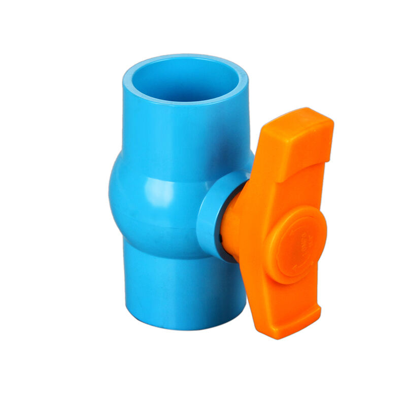 Ship Handle PVC Ball Valve Blue Body with Orange Handle Innovative and Reliable for Thailand's Industries