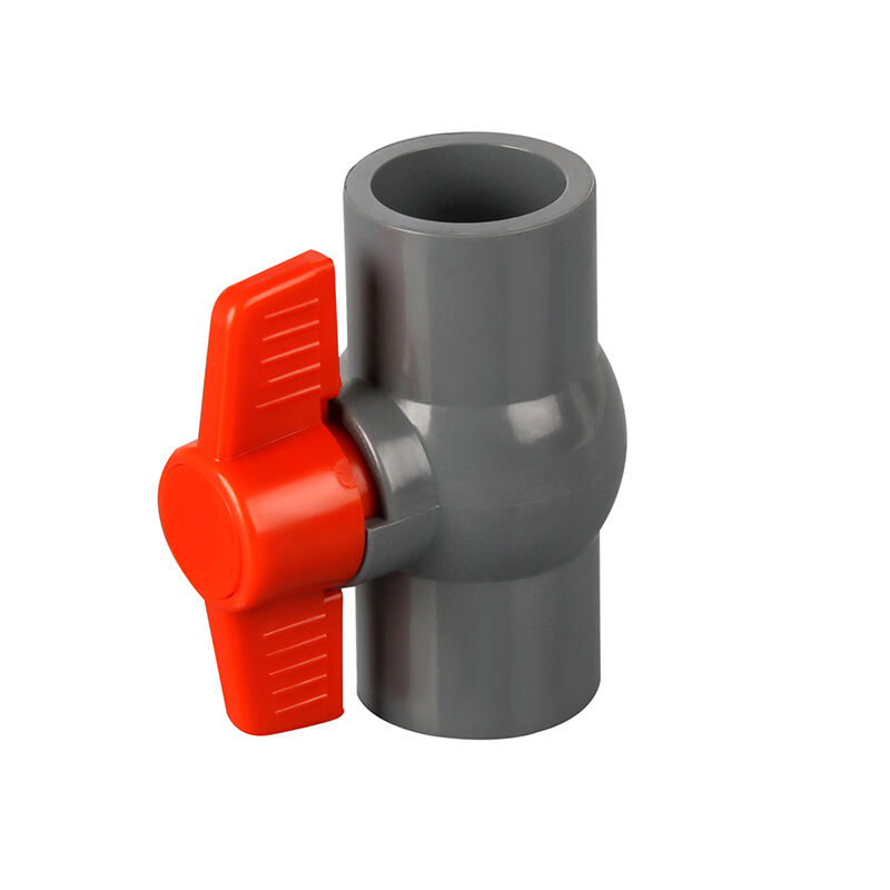 PVC Ball Valve with Grey Body and Red Butterfly Handle Efficient Water Flow – The Choice of Indonesia