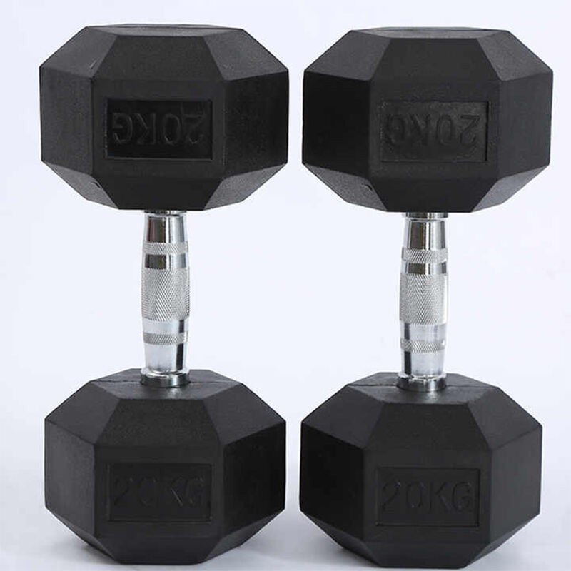 Commercial free weight lifting fitness workout rubber 5kg 40kg 50kg dumbbell hexagon hex dumbbell set