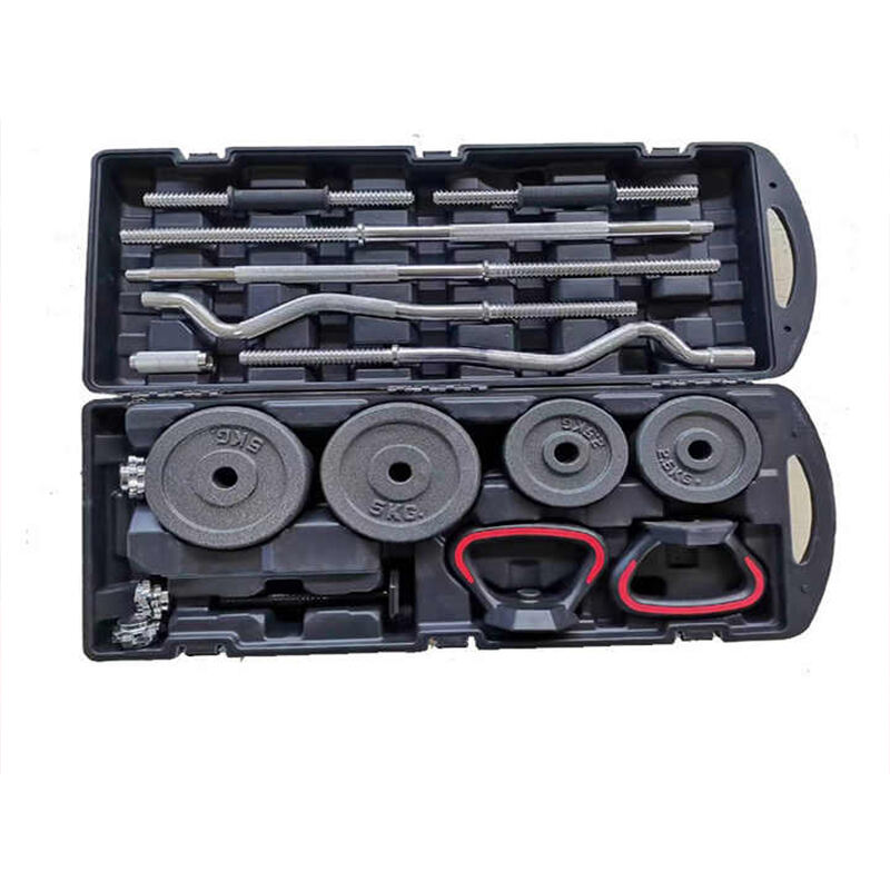 Barbell and dumbell Custom Logo Fit Gym Equipment Case curl bar weight set Adjustable iron 50kg 55kg barbell dumbbell set