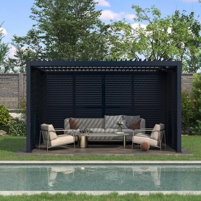 Aluminum Louver Doors with Sliding Rails for Outdoor Pergola