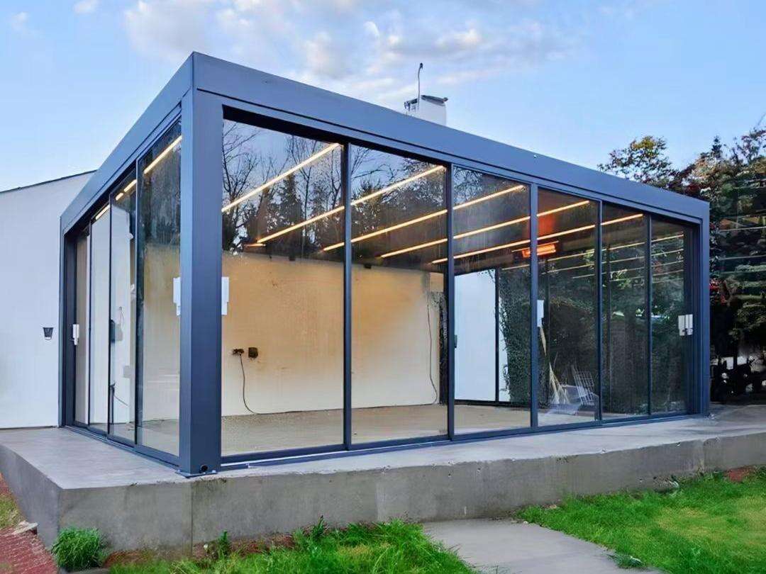 Aluminum Pergola Frame Glass Doors with Sliding Rails