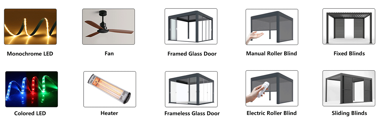 Retractable Outdoor Aluminum Pergola with Adjustable Louvers Heavy-duty Type for Snowfall