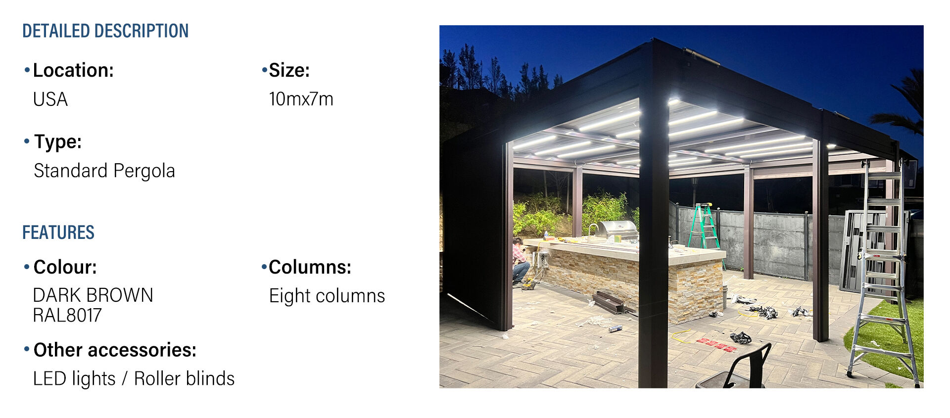 The barbecue and leisure pergola for American customers