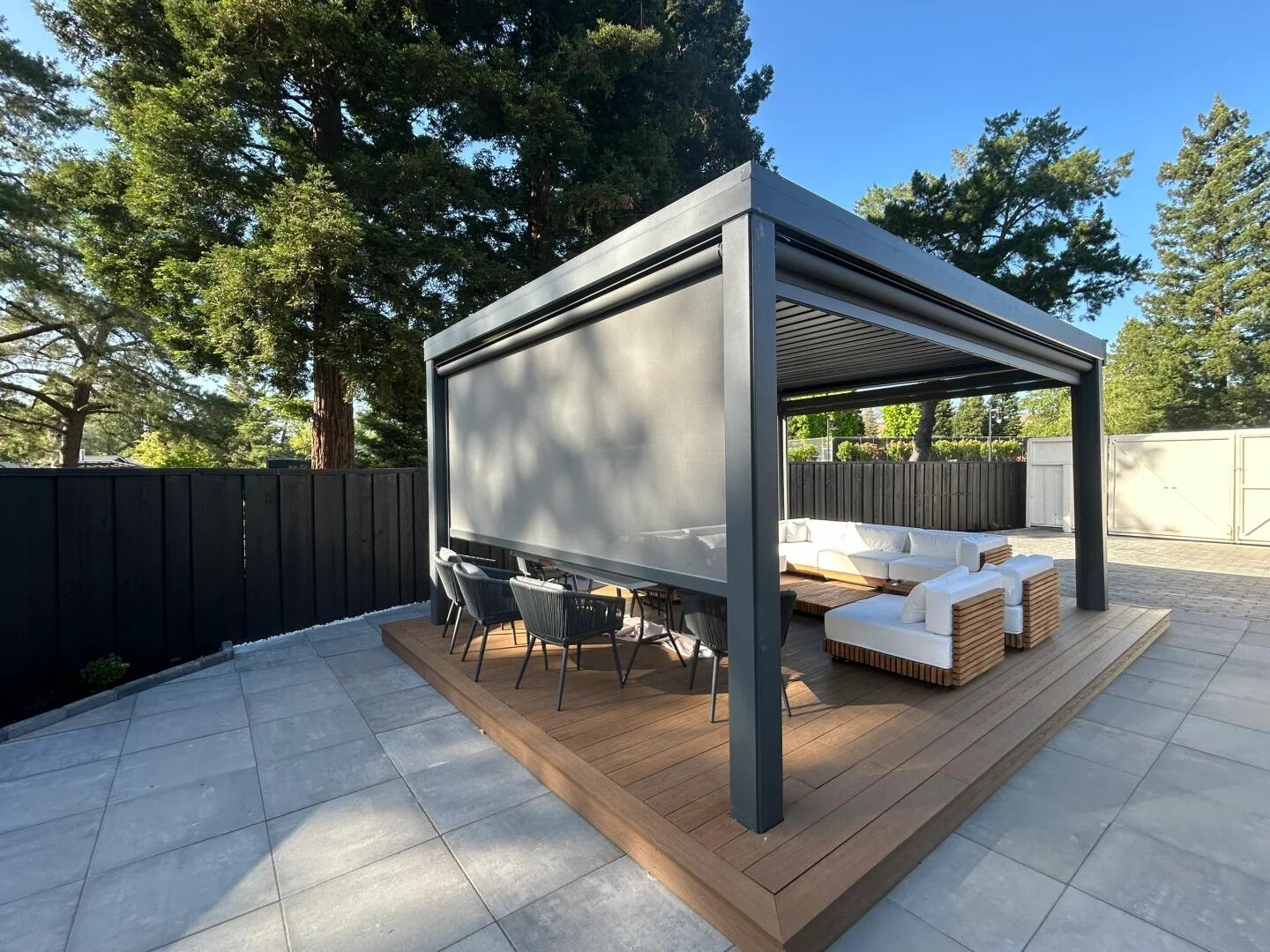 Windproof & Waterproof Sunshade Curtain blinds for Aluminum Pergola