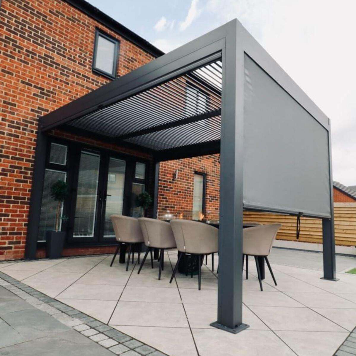 High Quality Modern Aluminum Patio Pergola Waterproof UV Resistant Remote Control Durable Frame Made T5 Alloy