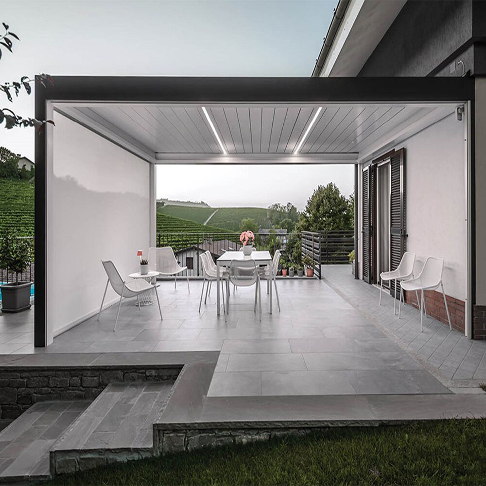 Electric Motorized Roof Screen Powder Coated Standard Pergola with Zip Screen for Outdoor Garden Easily Assembled for Backyard Use